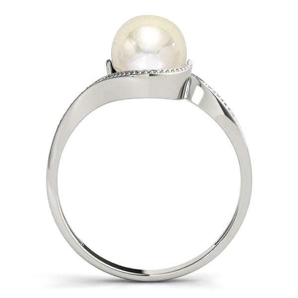 Pearl Gemstone Ring (0.02 ct. tw.), Side view in white gold or platinum
