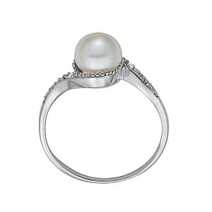 Pearl Gemstone Ring (0.02 ct. tw.), Side view in white gold or platinum