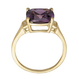 Princess & Cushion Gemstone Ring (0.02 ct. tw.), Side view in white gold or platinum