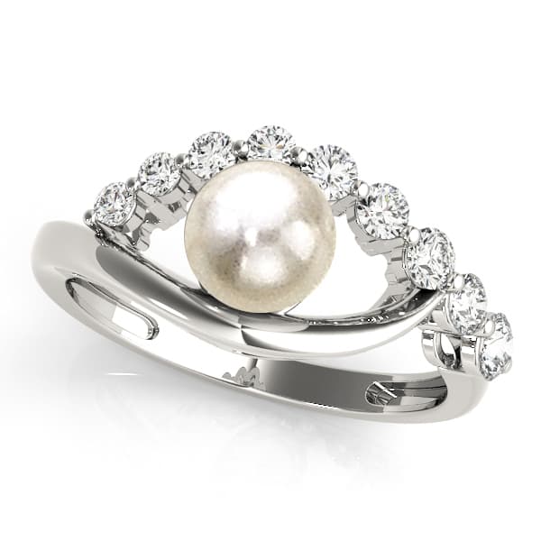 Pearl Gemstone Ring (0.27 ct. tw.), Front view in white gold or platinum