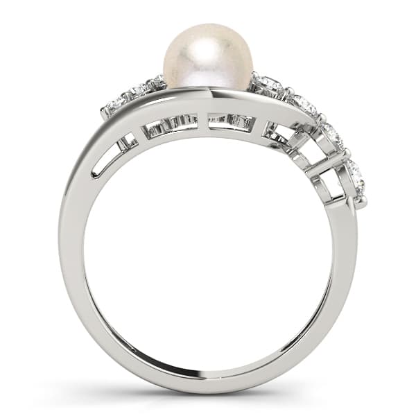 Pearl Gemstone Ring (0.27 ct. tw.), Side view in white gold or platinum