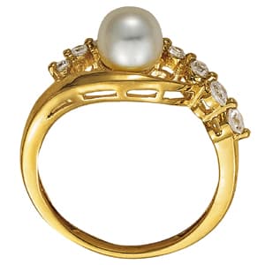 Pearl Gemstone Ring (0.27 ct. tw.), Side view in white gold or platinum