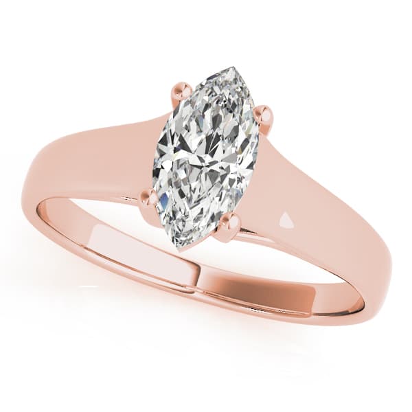 Solitaire Trellis Engagement Ring, style 83957, Front view in rose gold