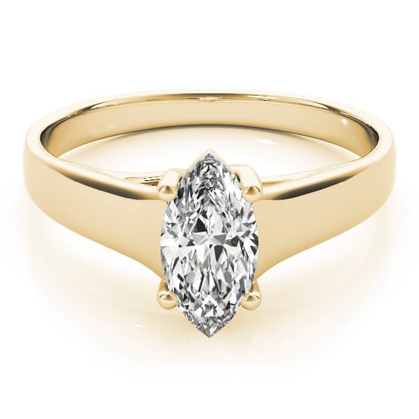 Solitaire Trellis Engagement Ring, style 83957, On hand view in yellow gold
