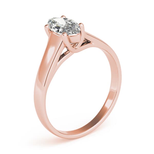 Solitaire Trellis Engagement Ring, style 83957, Top view in rose gold