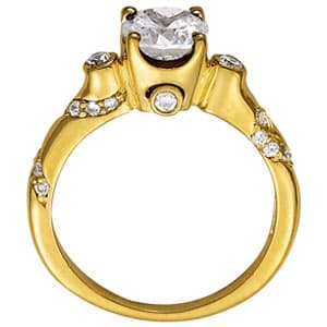 Round Gemstone Ring (1/4 ct. tw.), Side view in white gold or platinum