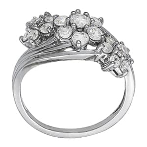 Multi-Row Cluster Fashion Rings (1.02 ct. tw.), Side view in white gold or platinum