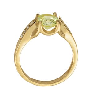 Oval Gemstone Ring (0.04 ct. tw.), Side view in white gold or platinum