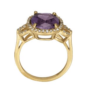 Oval Gemstone Ring (1/4 ct. tw.), Side view in white gold or platinum