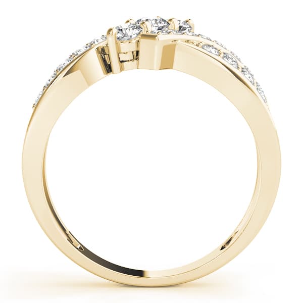 3 Stone Round Engagement Ring, style 83988, Side view in yellow gold