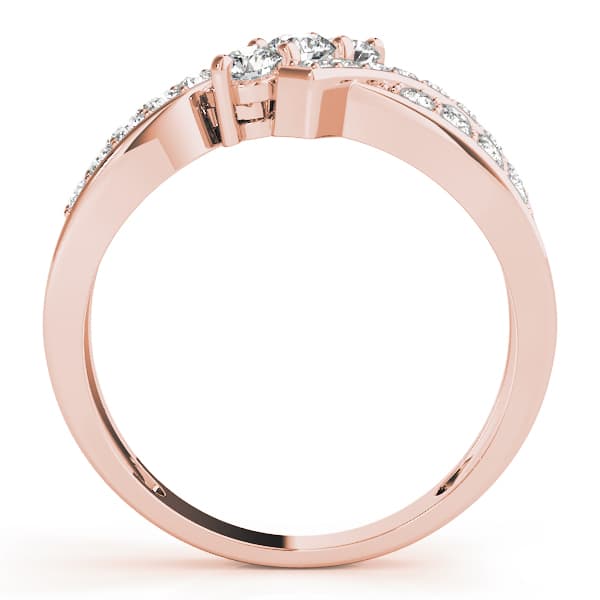 3 Stone Round Engagement Ring, style 83988, Side view in rose gold