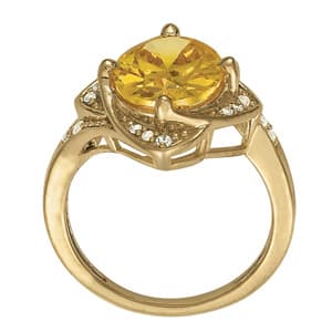 Oval Gemstone Ring (1/8 ct. tw.), Side view in white gold or platinum