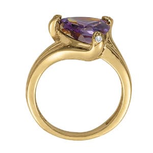 Trillion Gemstone Ring (0.03 ct. tw.), Side view in white gold or platinum