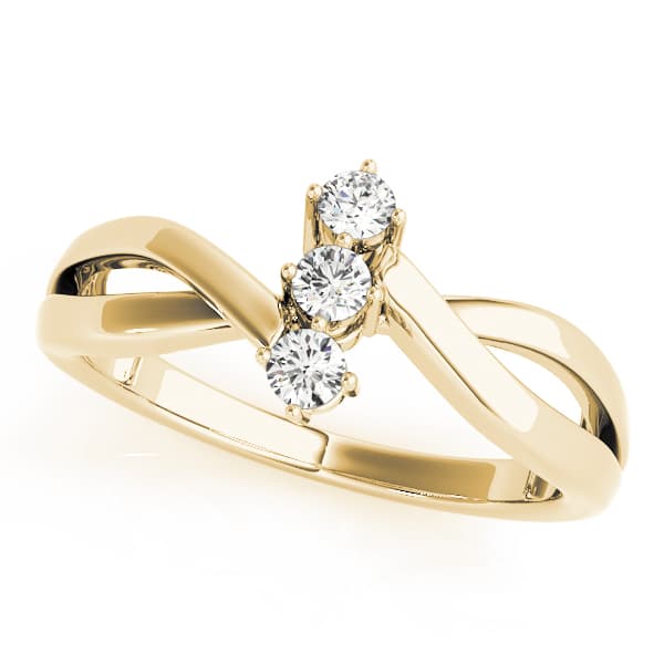 3-Stone Bypass Twisted Shank Engagement Ring, style 83996, Front view in yellow gold