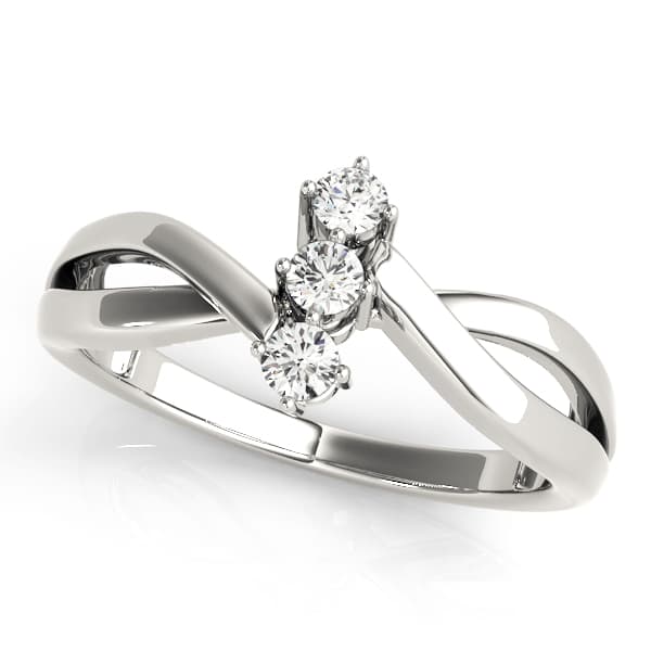 3-Stone Bypass Twisted Shank Engagement Ring — style 83996 in 10k White Gold