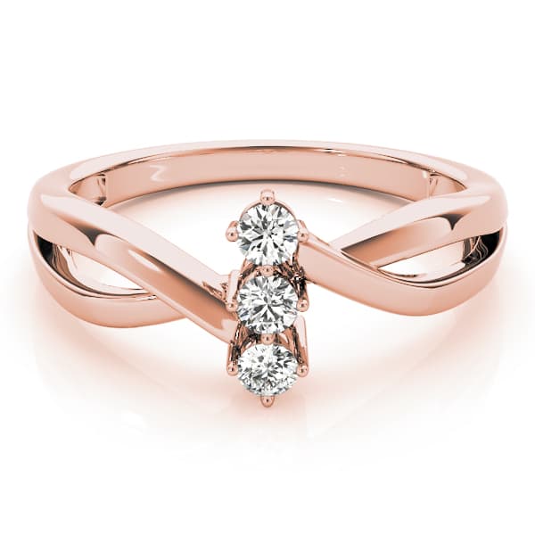 3-Stone Bypass Twisted Shank Engagement Ring, style 83996, On hand view in rose gold