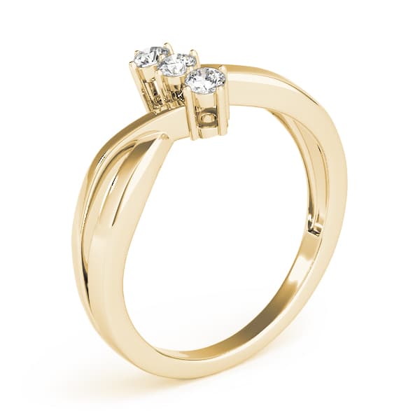 3-Stone Bypass Twisted Shank Engagement Ring, style 83996, Top view in yellow gold