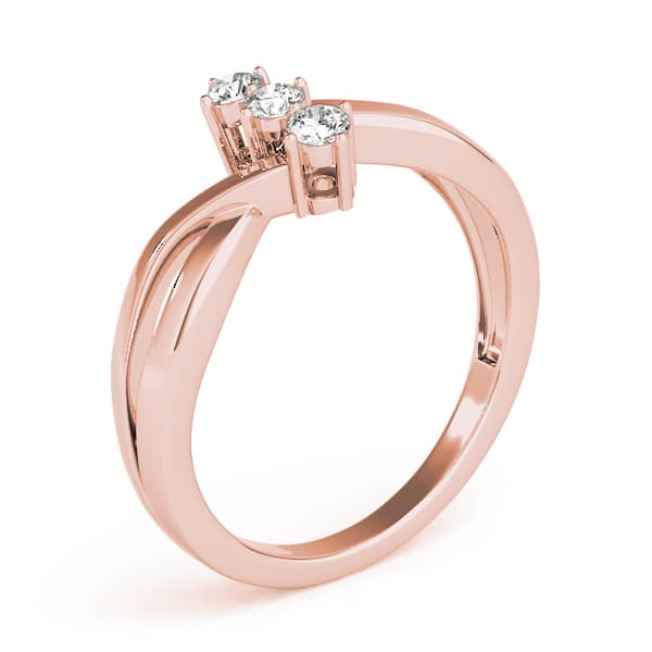 3-Stone Bypass Twisted Shank Engagement Ring, style 83996, Top view in rose gold