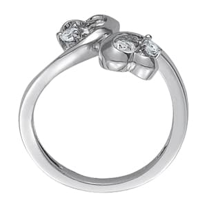 2-Stone Heart Shaped Fashion Rings (0.08 ct. tw.), Side view in white gold or platinum