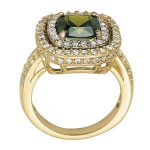 Princess & Cushion Gemstone Ring (0.85 ct. tw.), Side view in white gold or platinum