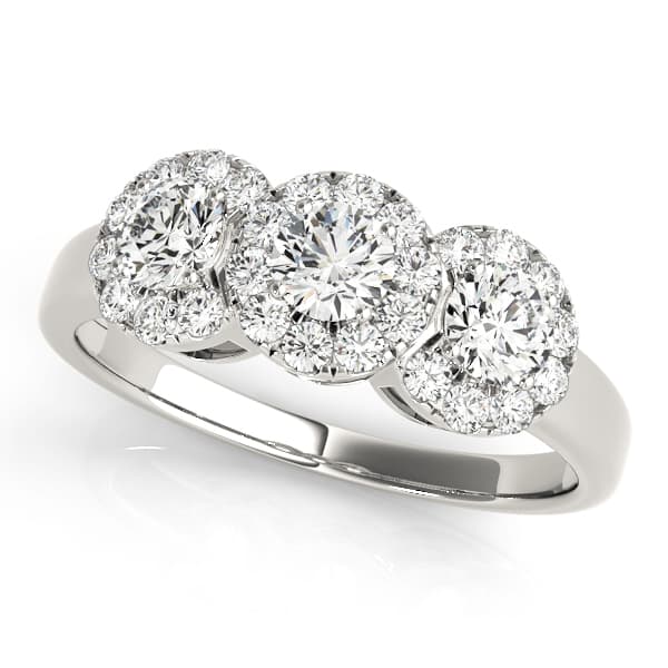 3-Stone Halo Engagement Rings — style 84006 in 10k White Gold
