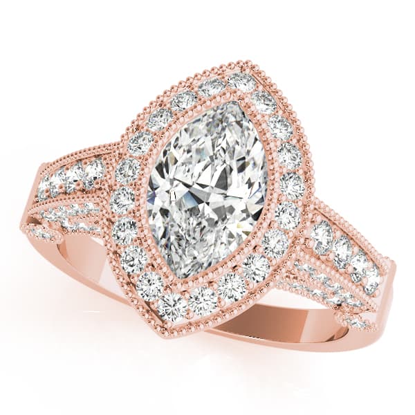 Marquise Gemstone Ring, style 84009, Front view in rose gold