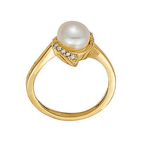 Pearl Gemstone Ring (0.08 ct. tw.), Side view in white gold or platinum