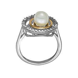 Pearl Gemstone Ring (0.17 ct. tw.), Side view in white gold or platinum