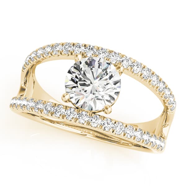 Multi-Row Split Prong Engagement Ring, style 84030, Front view in yellow gold