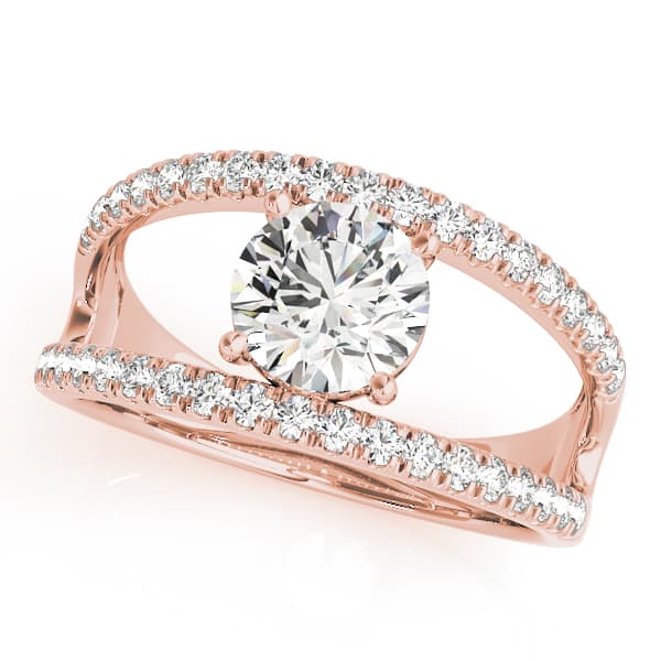 Multi-Row Split Prong Engagement Ring, style 84030, Front view in rose gold