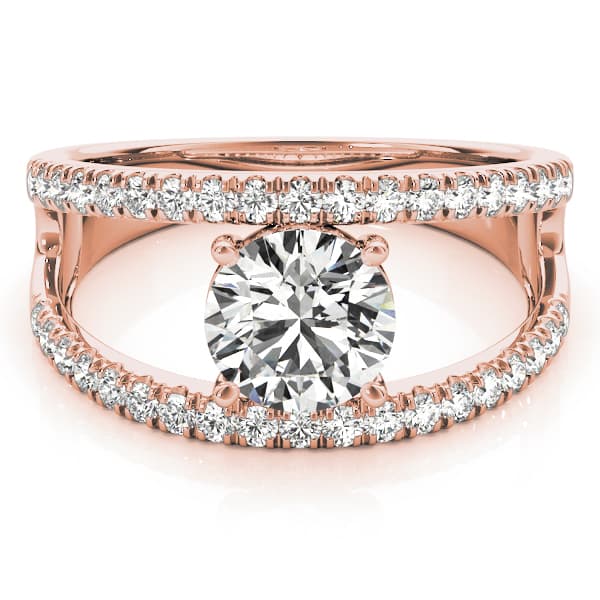 Multi-Row Split Prong Engagement Ring, style 84030, On hand view in rose gold