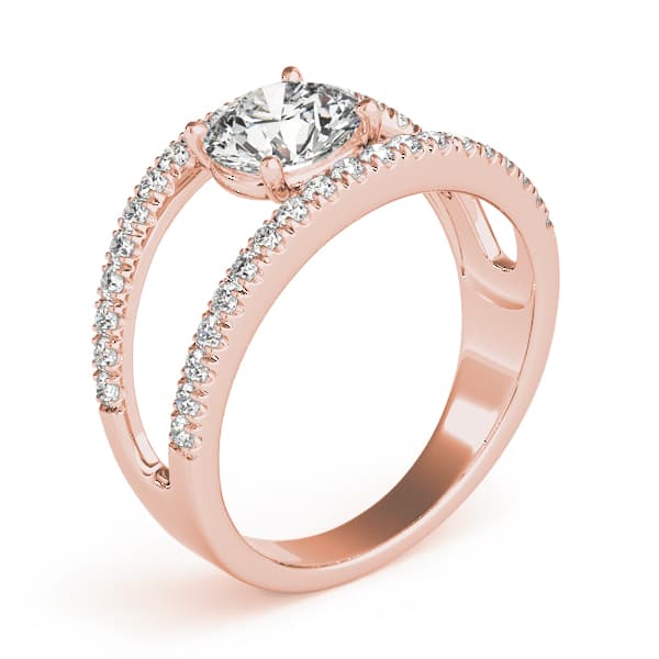 Multi-Row Split Prong Engagement Ring, style 84030, Top view in rose gold