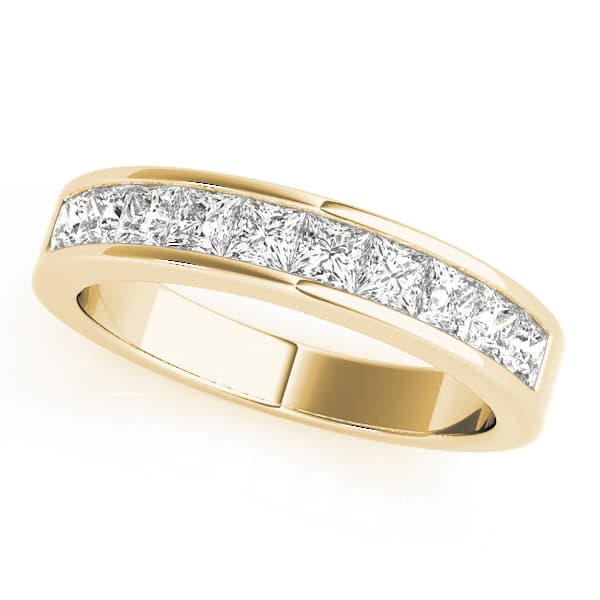 Channel Set Princess Cut Wedding Band (0.28 ct. tw.), Front view in yellow gold
