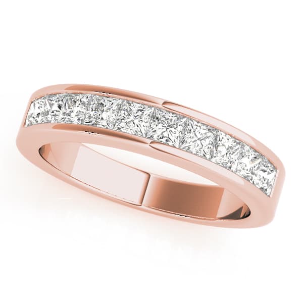 Channel Set Princess Cut Wedding Band (0.28 ct. tw.), Front view in rose gold