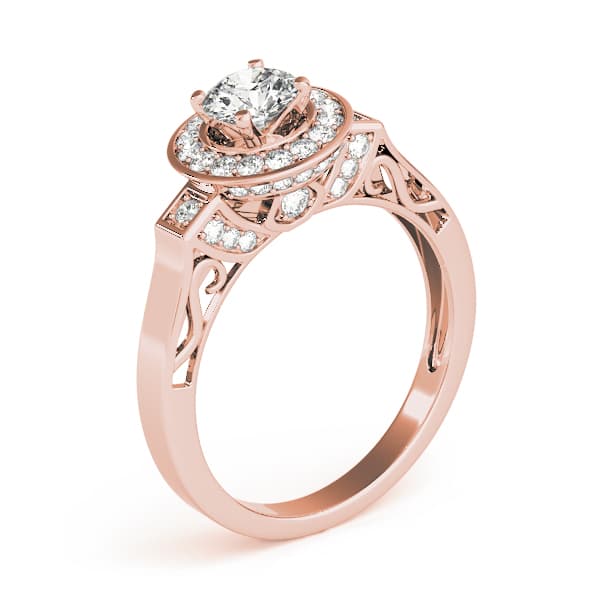 Halo Round Engagement Ring, style 84039, Angle view in rose gold