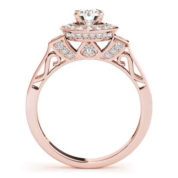 Halo Round Engagement Ring, style 84039, Side view in rose gold