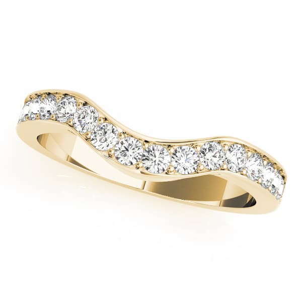 Prong in Channel Curved Band (1/3 ct. tw.), Front view in yellow gold