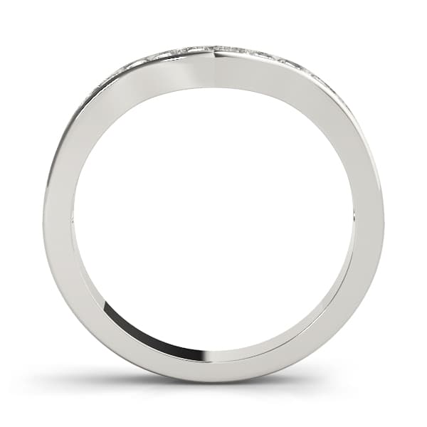 Prong in Channel Curved Band (1/3 ct. tw.), Side view in white gold or platinum