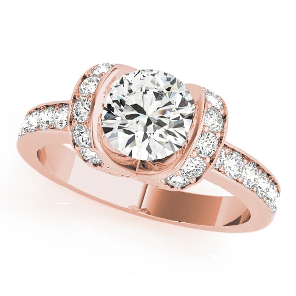 Single Row Prong Engagement Ring, style 84041, Front view in rose gold