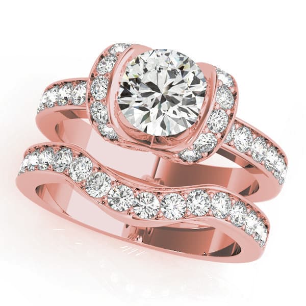 Single Row Prong Engagement Ring, style 84041, On hand view in rose gold
