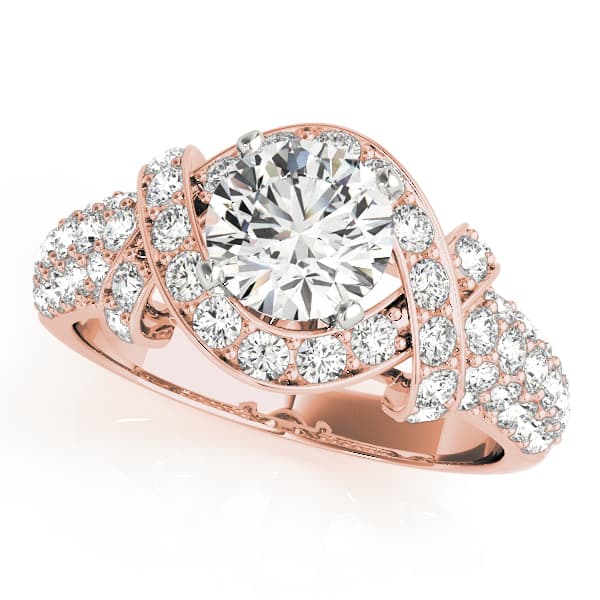 Multi-Row Engagement Ring, style 84042, Front view in rose gold
