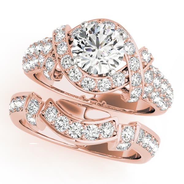 Multi-Row Engagement Ring, style 84042, On hand view in rose gold