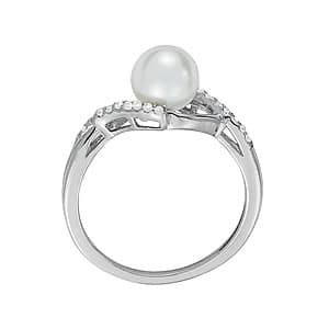 Bypass Split Shank Color Pearl Ring (0.15 ct. tw.), Side view in white gold or platinum