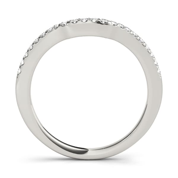 Single Row Curved Wedding Band (0.2 ct. tw.), Side view in white gold or platinum