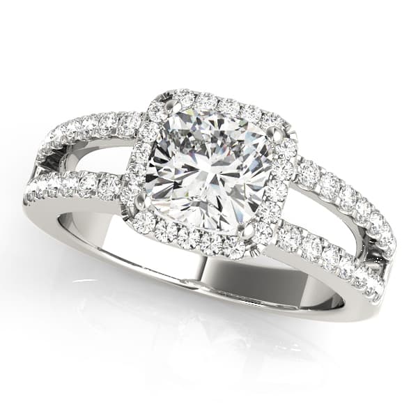 Split Shank Halo Cushion Engagement Ring — style 84051 in 10k White Gold