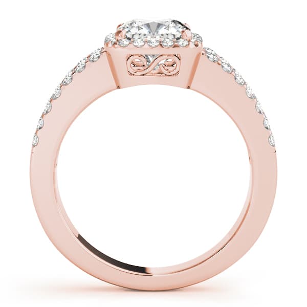 Split Shank Halo Cushion Engagement Ring, style 84051, Side view in rose gold