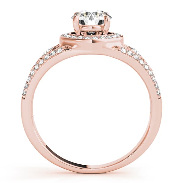 Vintage Inspired Halo Round Engagement Ring, style 84058, Side view in rose gold