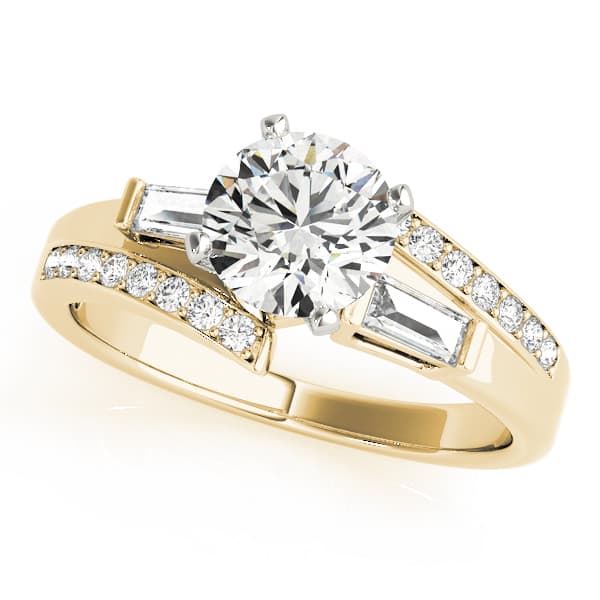 Fancy Shape Bague Engagement Ring, style 84061, Front view in yellow gold
