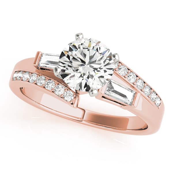Fancy Shape Bague Engagement Ring, style 84061, Front view in rose gold
