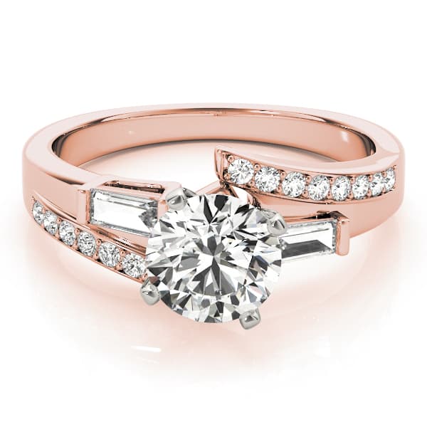 Fancy Shape Bague Engagement Ring, style 84061, On hand view in rose gold